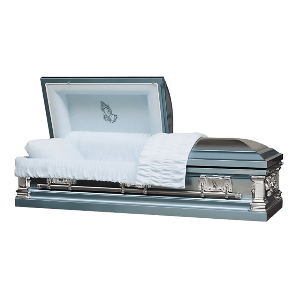 Blue Praying Hands Casket - Empire Caskets